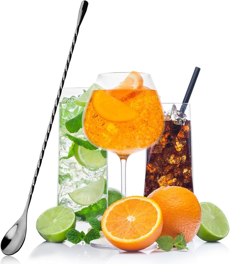 eispap 12 Inches Bar Spoon, Long Handle Mixing Stirrers for Drink, Stainless Steel Bar Cocktail Shaker Spoon 1 Pcs (1, Black) - Image 5